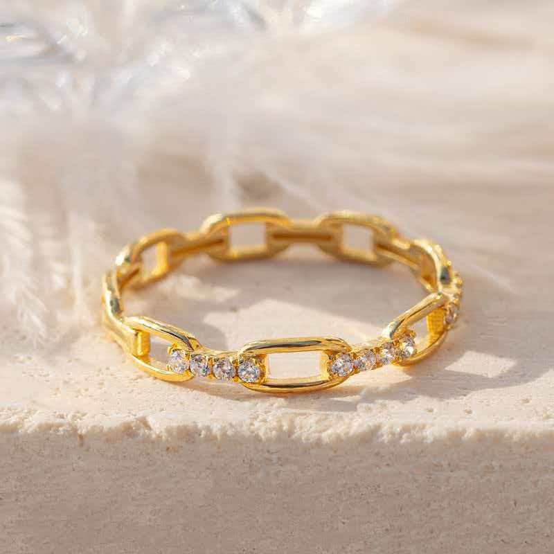 S925 Silver Moissanite Paperclip Link Ring