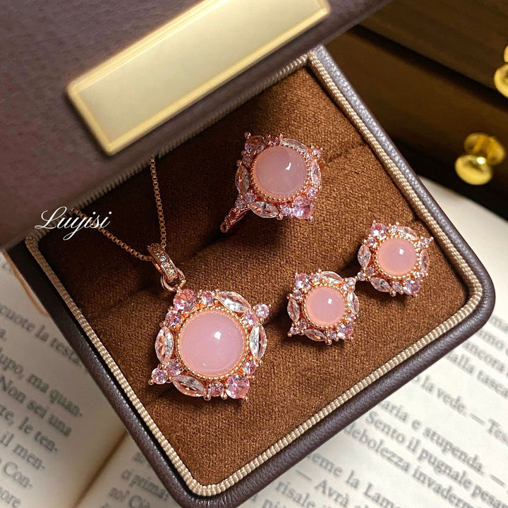 Self-Love Radiance S925 Silver Rose Gold Rose Quartz Jewelry Set