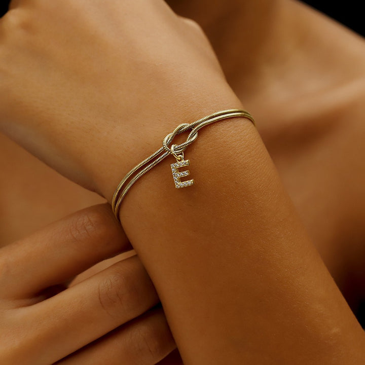 Knot of Identity 26-Letter Custom Micro-Pavé Initial Knot Bracelet