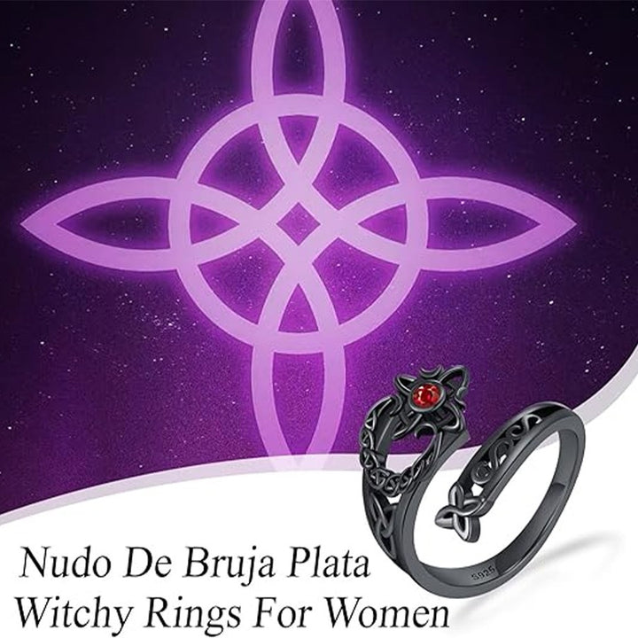 Celestial Ward S925 Silver Vintage Witch's Knot Adjustable Ring