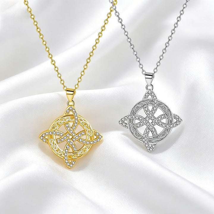 S925 Silver Micro-Pavé Witches Knot Protection Amulet Necklace