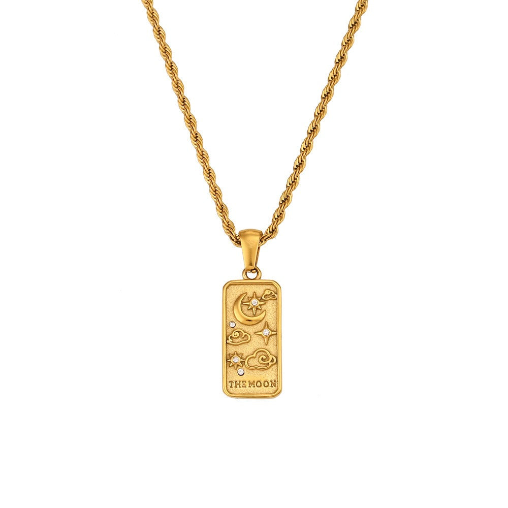 Tarot Promise 14K Gold Plated Micro-Pavé Enamel Tarot Card Necklace