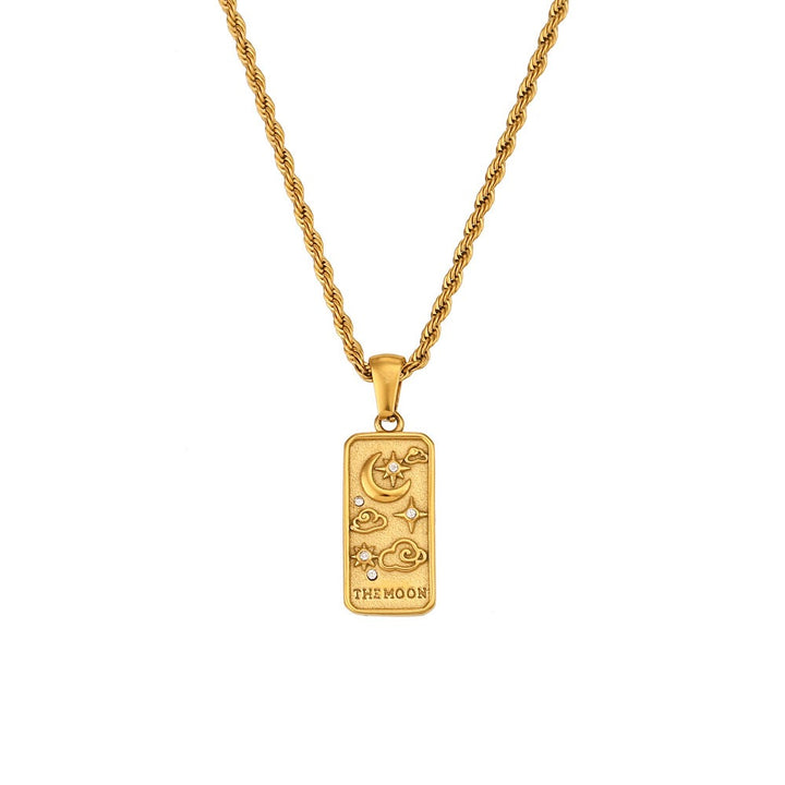 Tarot Promise 14K Gold Plated Micro-Pavé Enamel Tarot Card Necklace