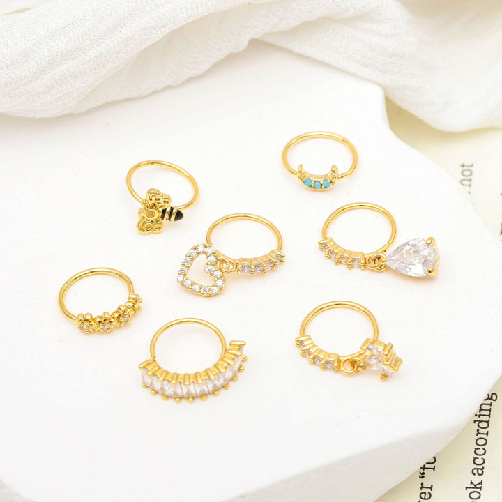 Minimalist Cubic Zirconia Turquoise Drop Rings