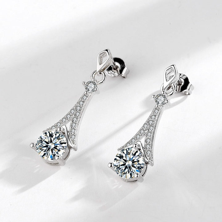 Moissanite Geometric Teardrop Pavé Stud Earrings