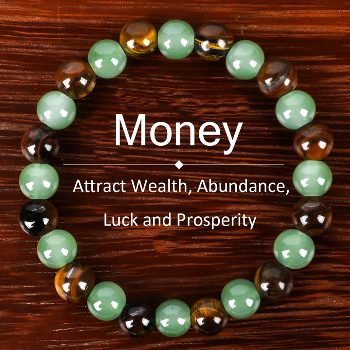 Abundance Duo Natural Tiger's Eye & Green Aventurine Wealth Bracelet Prosperity & Protection on Your Wrist