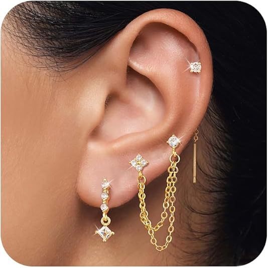 Starlit Stack S925 Silver Diamond Earring Set Versatile Elegance at Your Ears