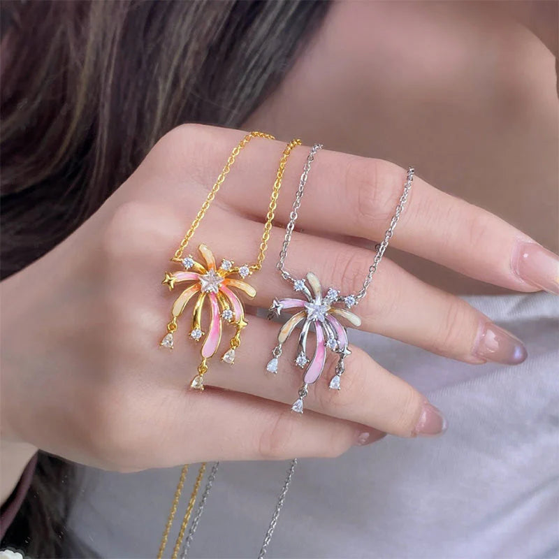 Romantic Colorful Zircon Firework Necklace