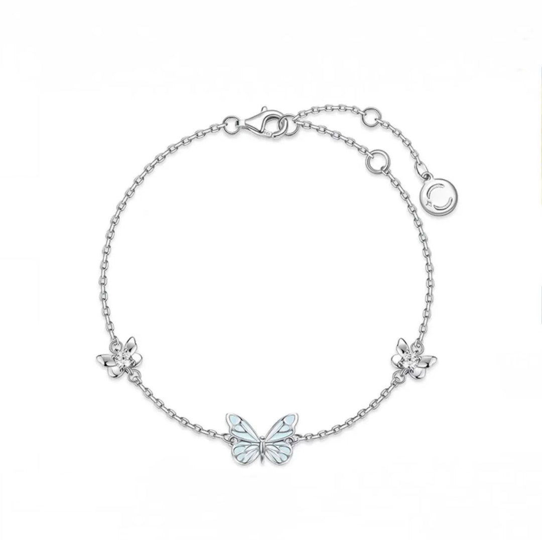 Glow-in-the-Dark Night Butterfly Platinum-Plated Necklace Bracelet Set