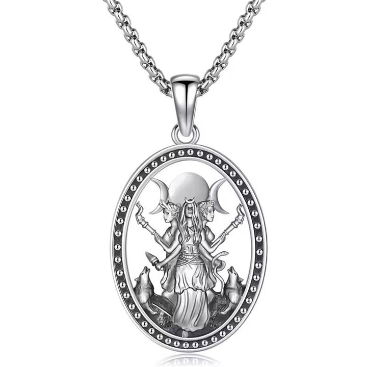 Triple Moon Hecate S925 Sterling Silver Goddess Necklace