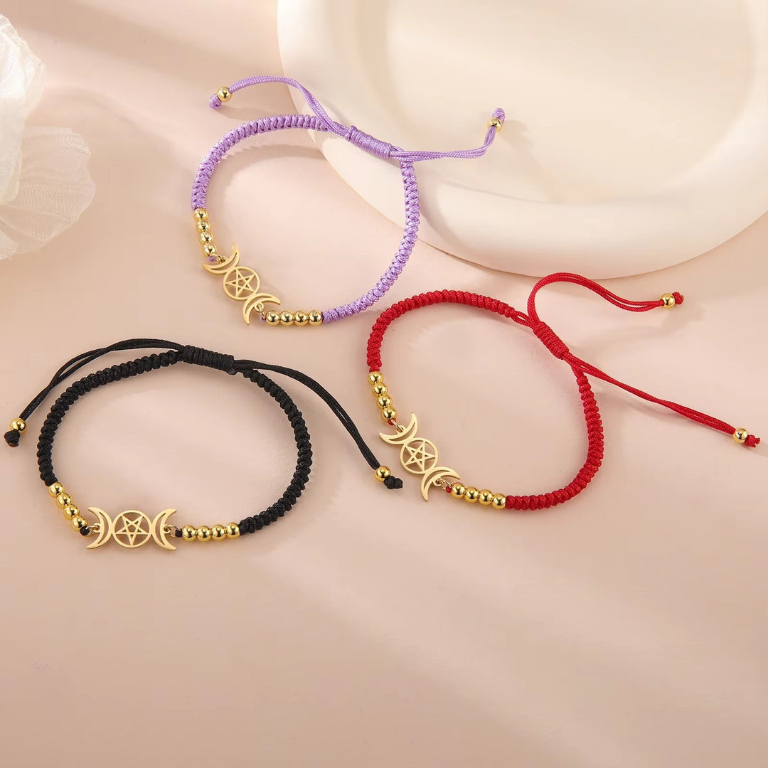 Lunar Guardian Triple Moon Pentacle Witch Bracelet