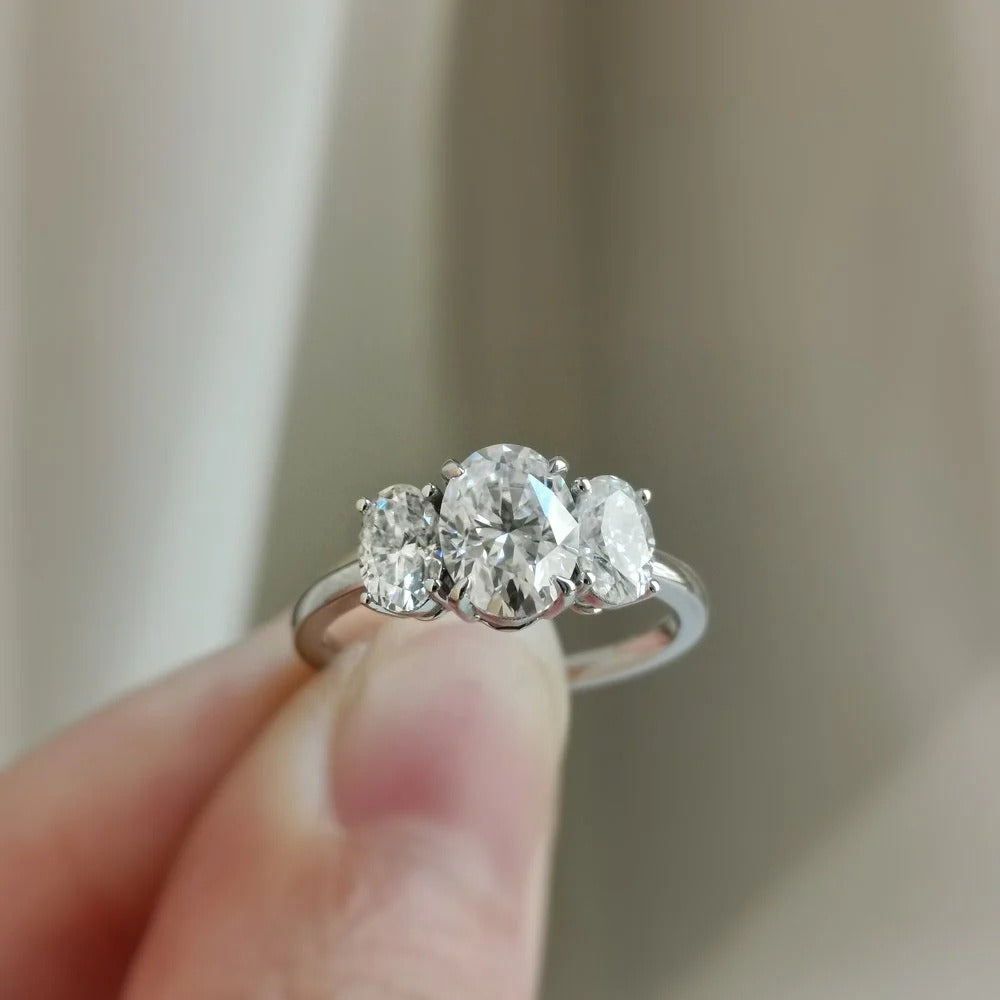 Eternal Vow White Gold Oval Cut Three-Stone Ring