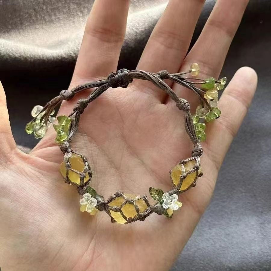 Sunshine Oasis Natural Citrine & Peridot Braided Bracelet