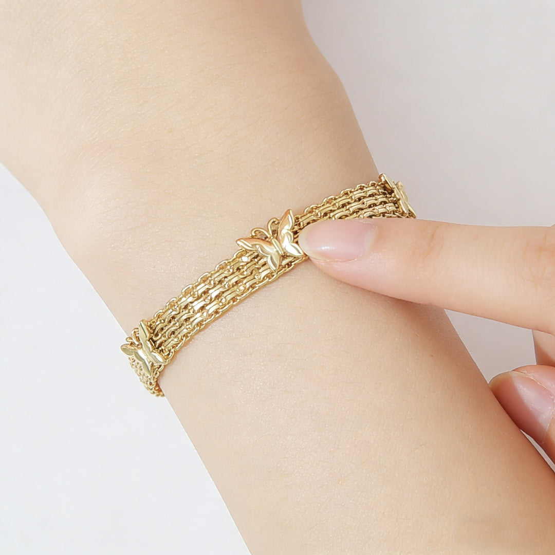 Butterfly Glow 18K Gold White Gold Multi-Layer Woven Bracelet