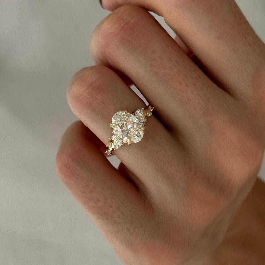 Starlight Vow Two-Tone Oval Cluster Open Ring