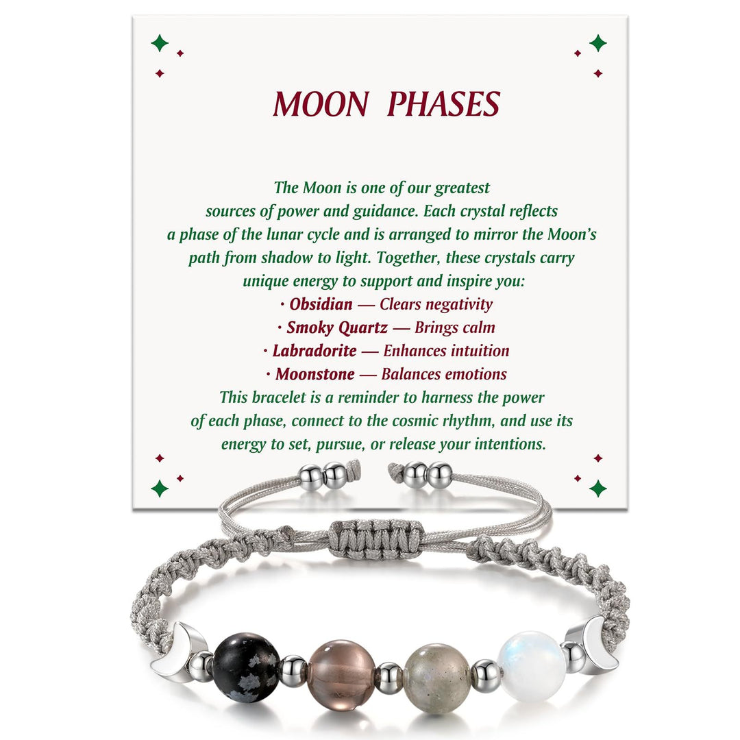 Moon Phase Cycle Natural Crystal Healing Bracelet