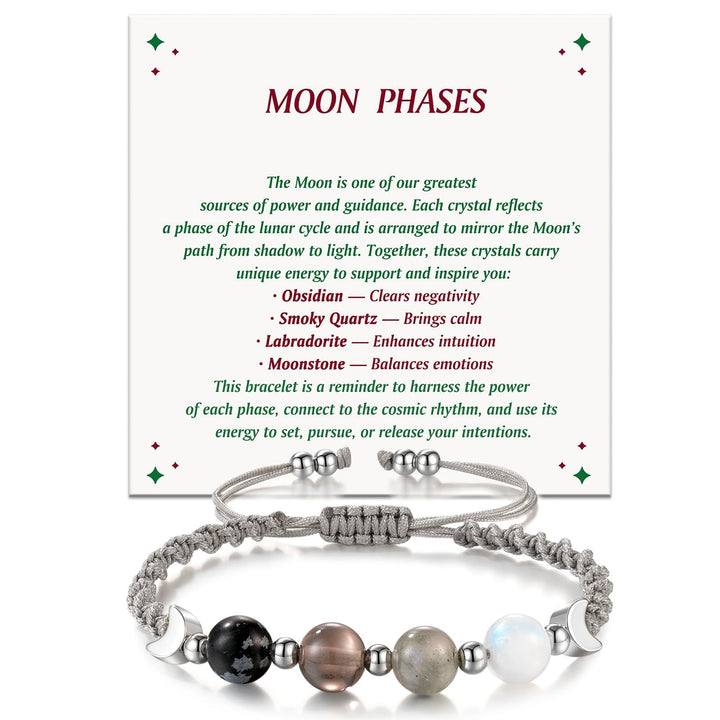 Moon Phase Cycle Natural Crystal Healing Bracelet