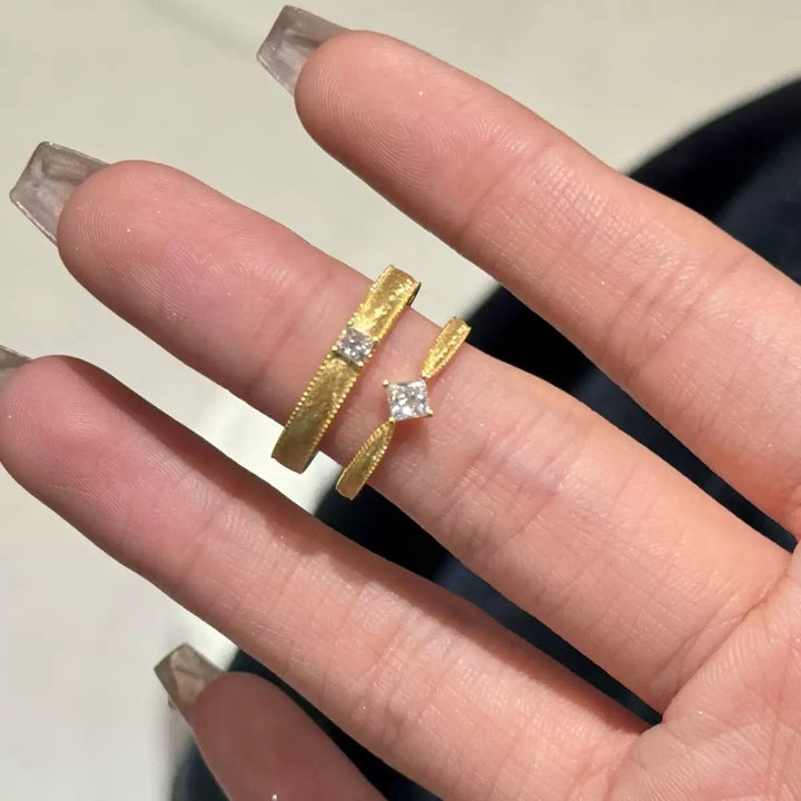 Woven Gold Promise Couple Rings
