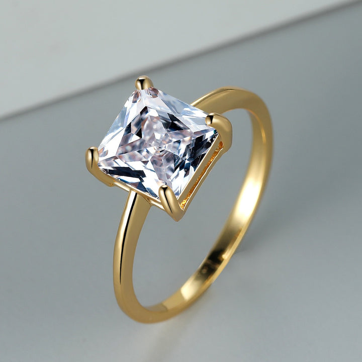 Princess Solitaire 18K Gold Princess Cut Moissanite Ring