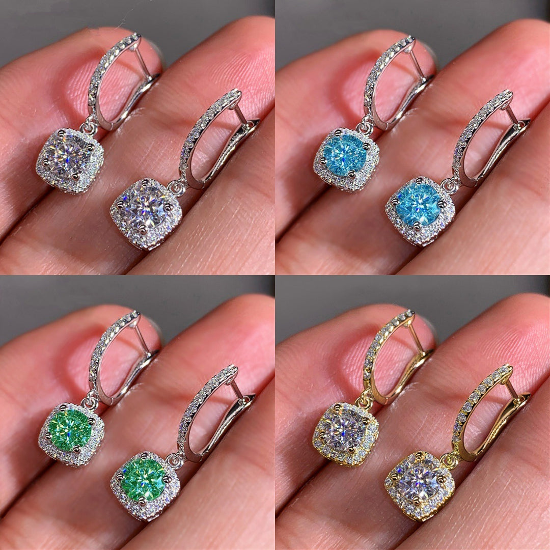 Halo-Set Moissanite Drop Earrings