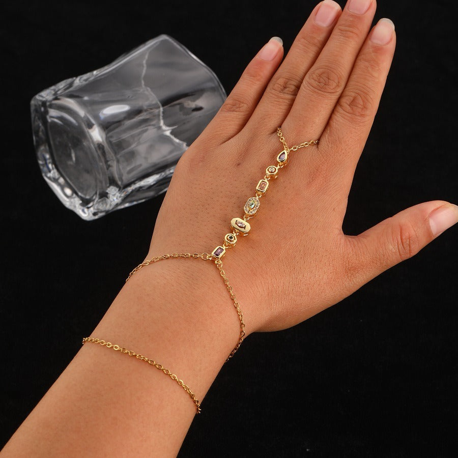 Multi-Facet Sparkle S925 Silver Colorful Stone Chain Bracelet