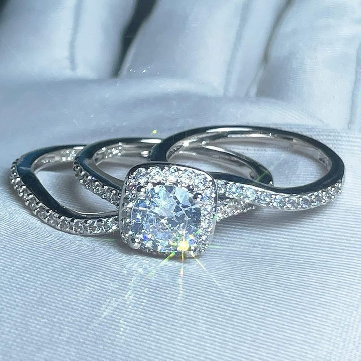 「Cushion Glow」3-Piece Stackable Ring Set