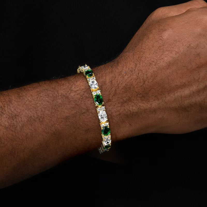 「Emerald Dream」Oval Cut Two-Tone Tennis Bracelet