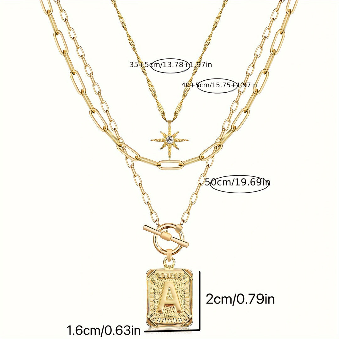 Personalized Initial 14K Gold Vintage Square Tag Letter Necklace