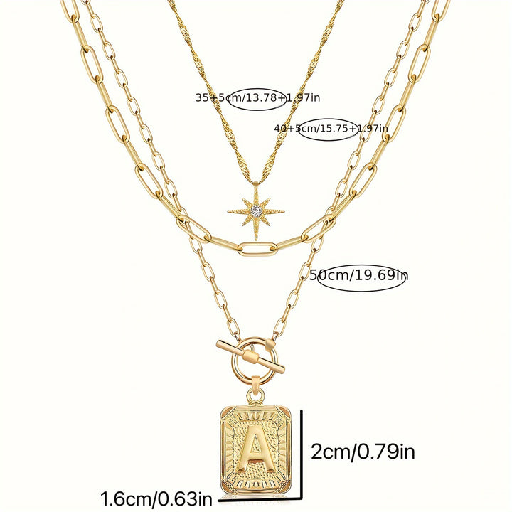 Personalized Initial 14K Gold Vintage Square Tag Letter Necklace