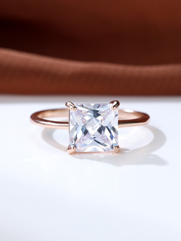 Princess Solitaire 18K Gold Princess Cut Moissanite Ring