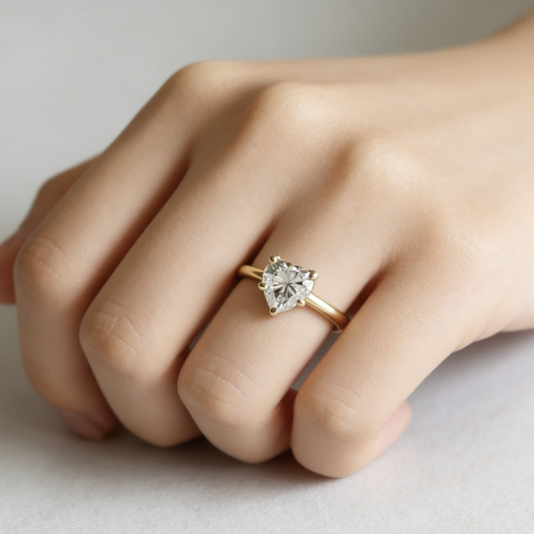 First Heart 14K Gold Minimalist Heart Solitaire Ring