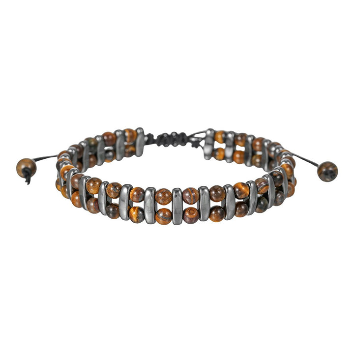 Stone Guardian Natural Tiger's Eye Hematite Double Layer Energy Bracelet
