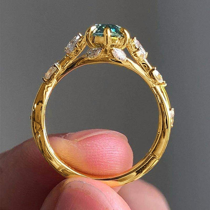 14K Gold Nature-Inspired Vine Marquise Ring