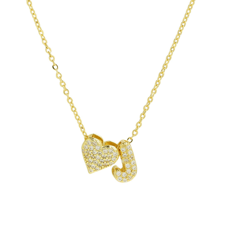 Starlight Heart 26-Letter Pavé Initial Heart Custom Necklace