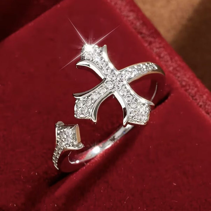Light of Faith Micro-Pavé Cross Adjustable Ring
