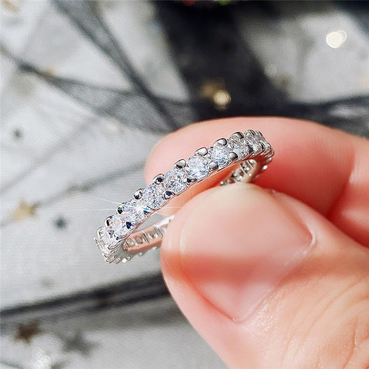 Stellar Eternity S925 Sterling Silver Pave Diamond Eternity Band Timeless Sparkle Everyday Elegance