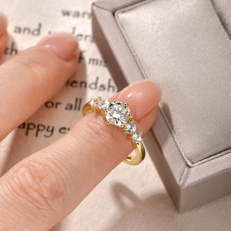 Stellar Five Sequence 18K Gold Moissanite Classic Five-Stone Ring