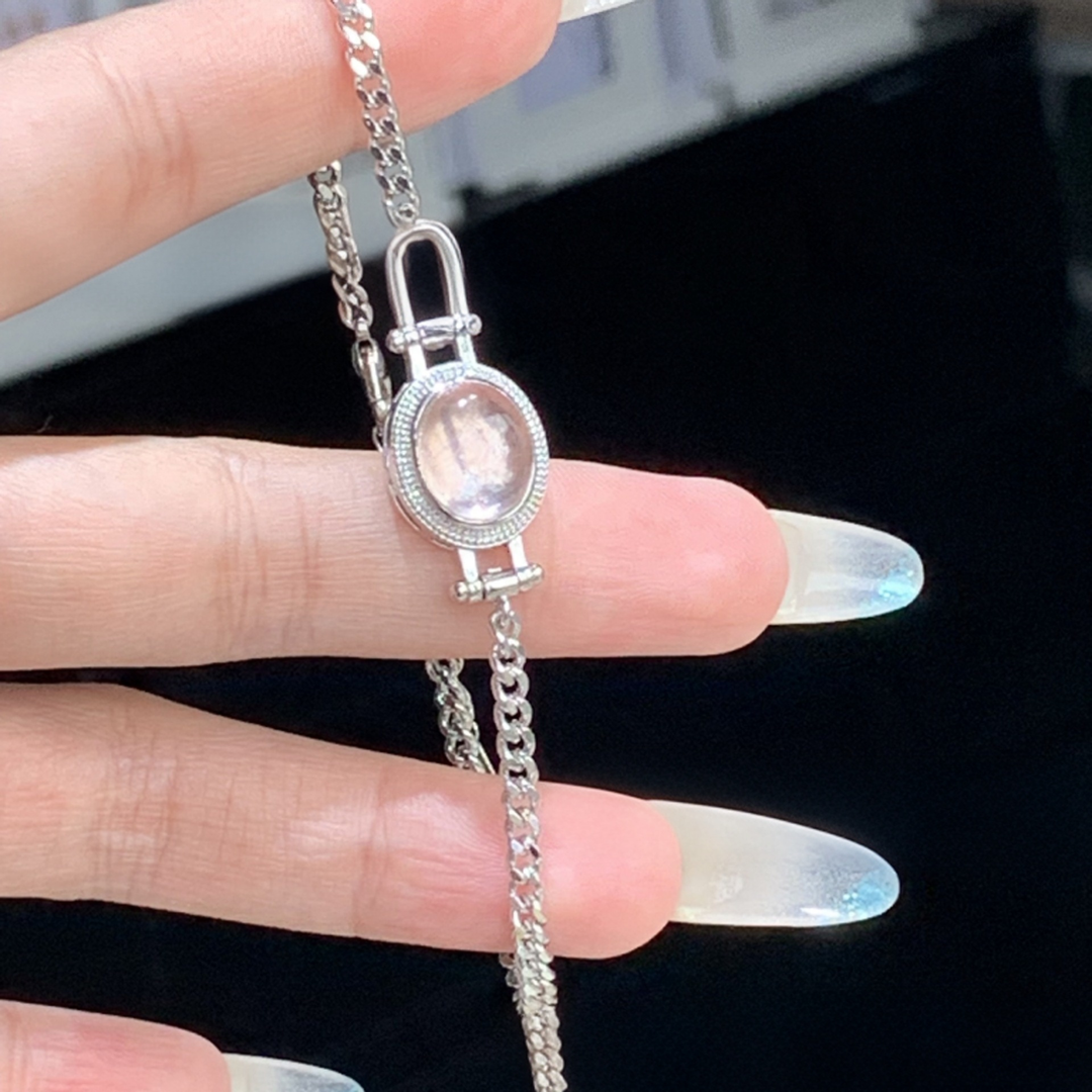 Lunar Glow S925 Silver Cuban Link Micro-Pavé Labradorite Bracelet