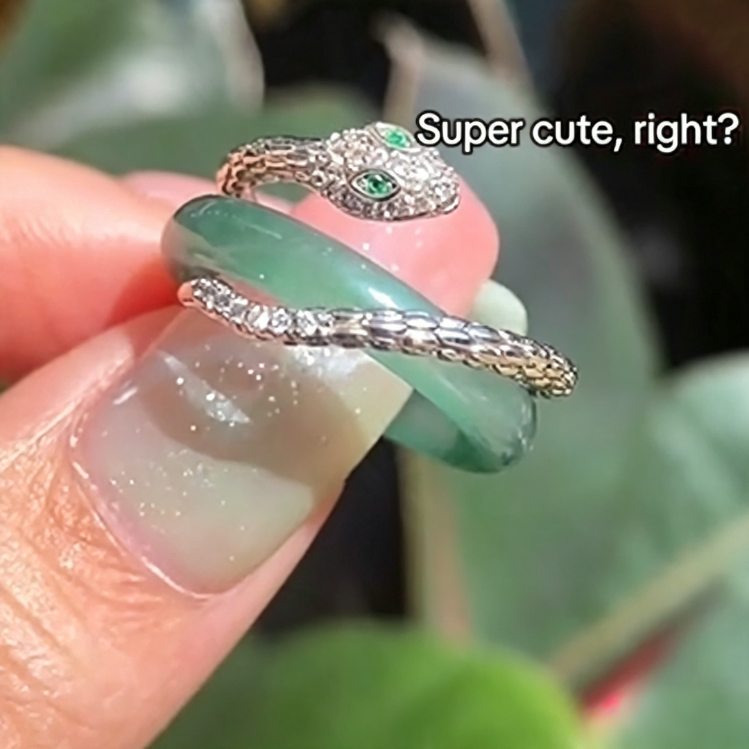 Jade Guardian S925 Silver Jade Mystic Snake Stacking Ring Set