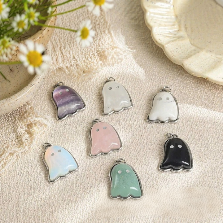 Adorable Ghost · Natural Crystal Ghost Pendant Necklace