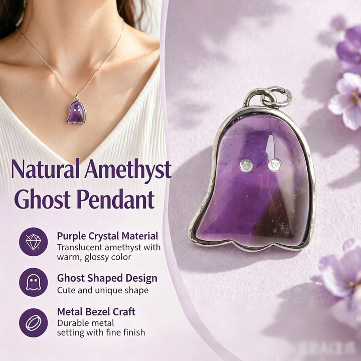 Adorable Ghost · Natural Crystal Ghost Pendant Necklace