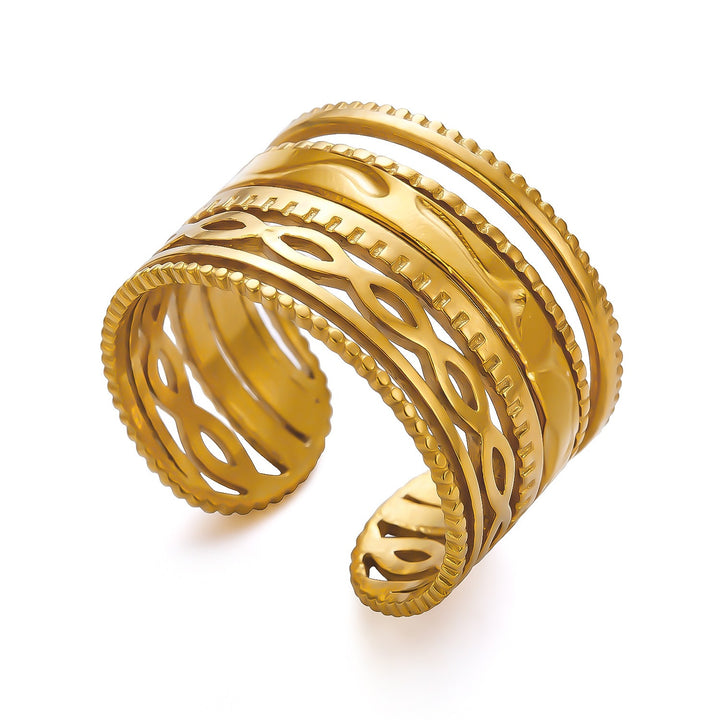 Vintage Braided Wide Band Ring Boho Stacked Look Adjustable Ring