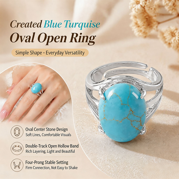 Natural Energy · 20-Style Natural Gemstone Oval Open Ring