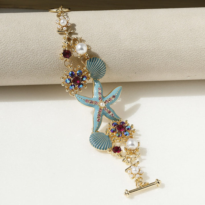 Enamel Ocean Starfish Shell Charm Bracelet