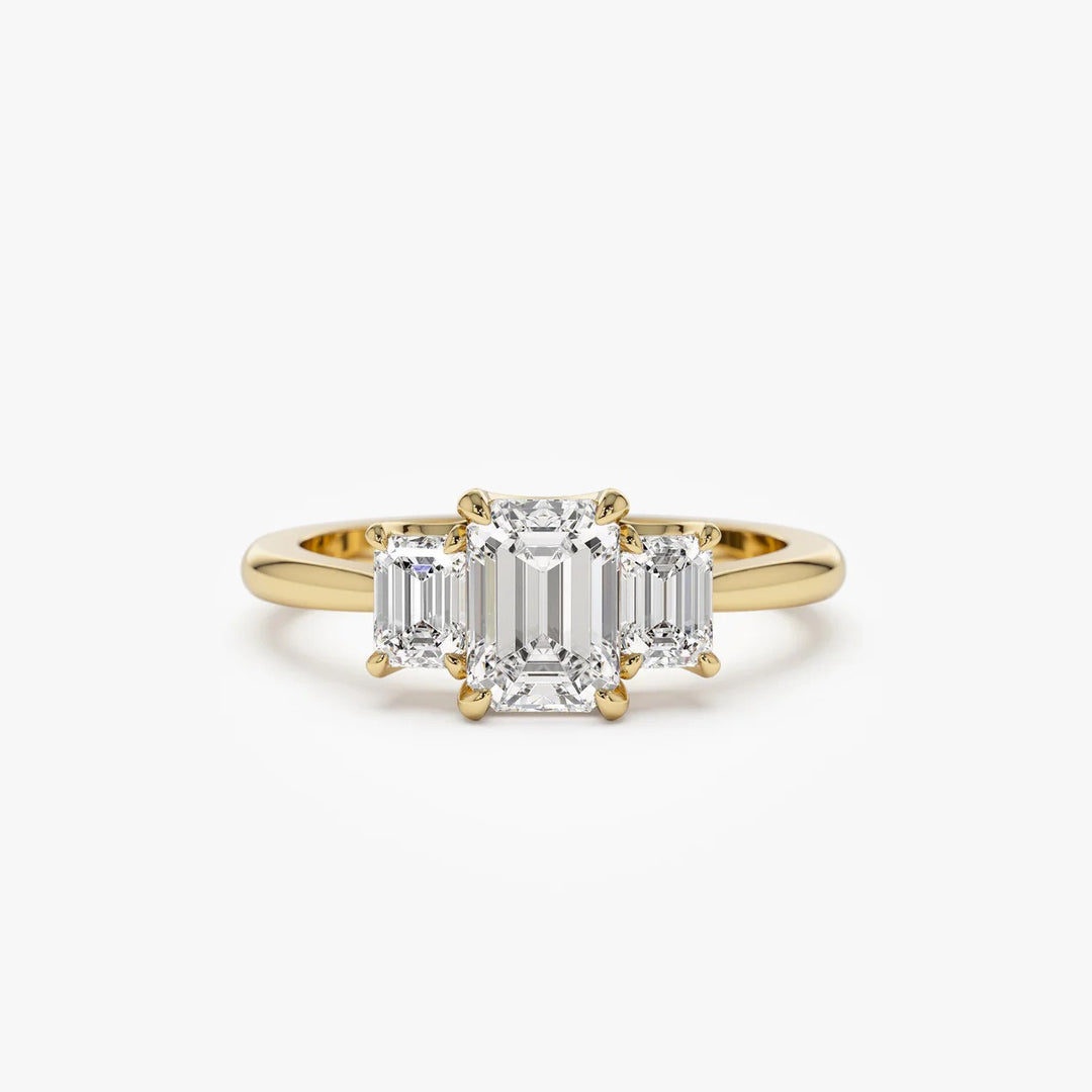 Timeless Three-Stone Emerald Cut Ring