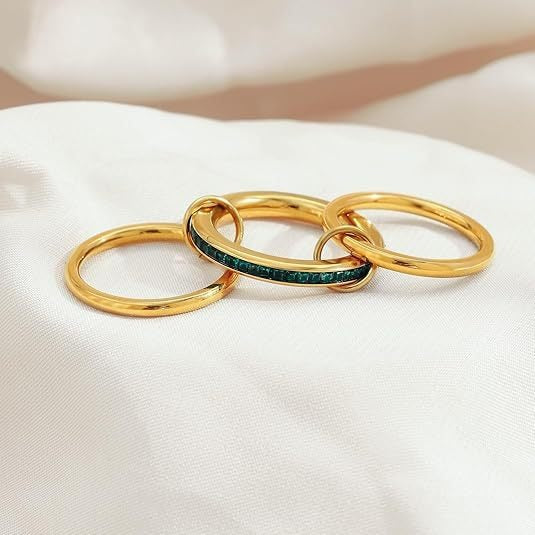 14K Gold Plated Multi-Layer Interlocking Ring