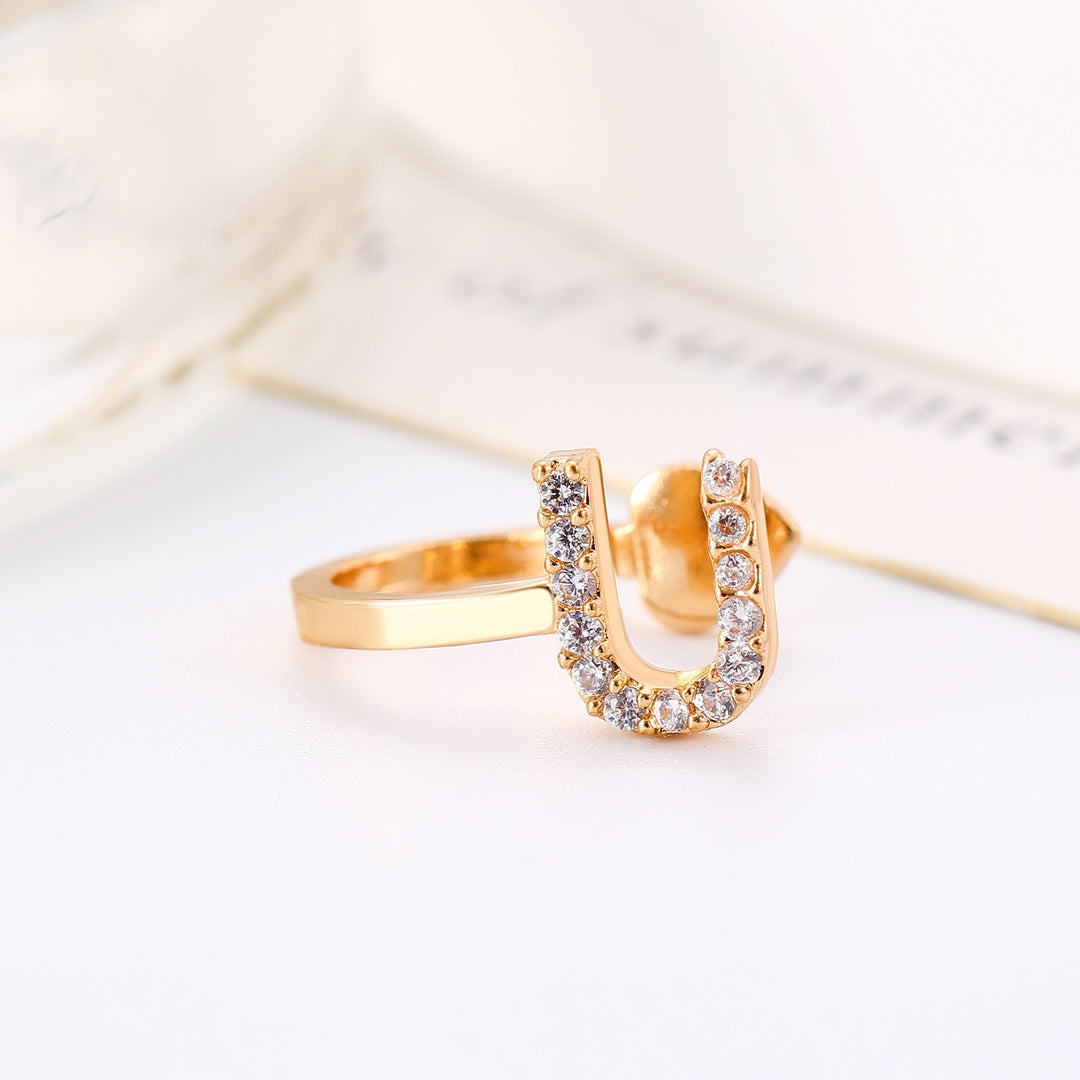 Trendy Minimalist CZ Initial Ear Cuffs / Studs
