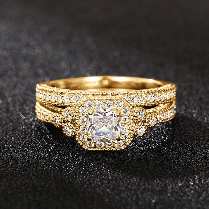 Luxe Diamond Duo Three-Tone Paved Ring Set