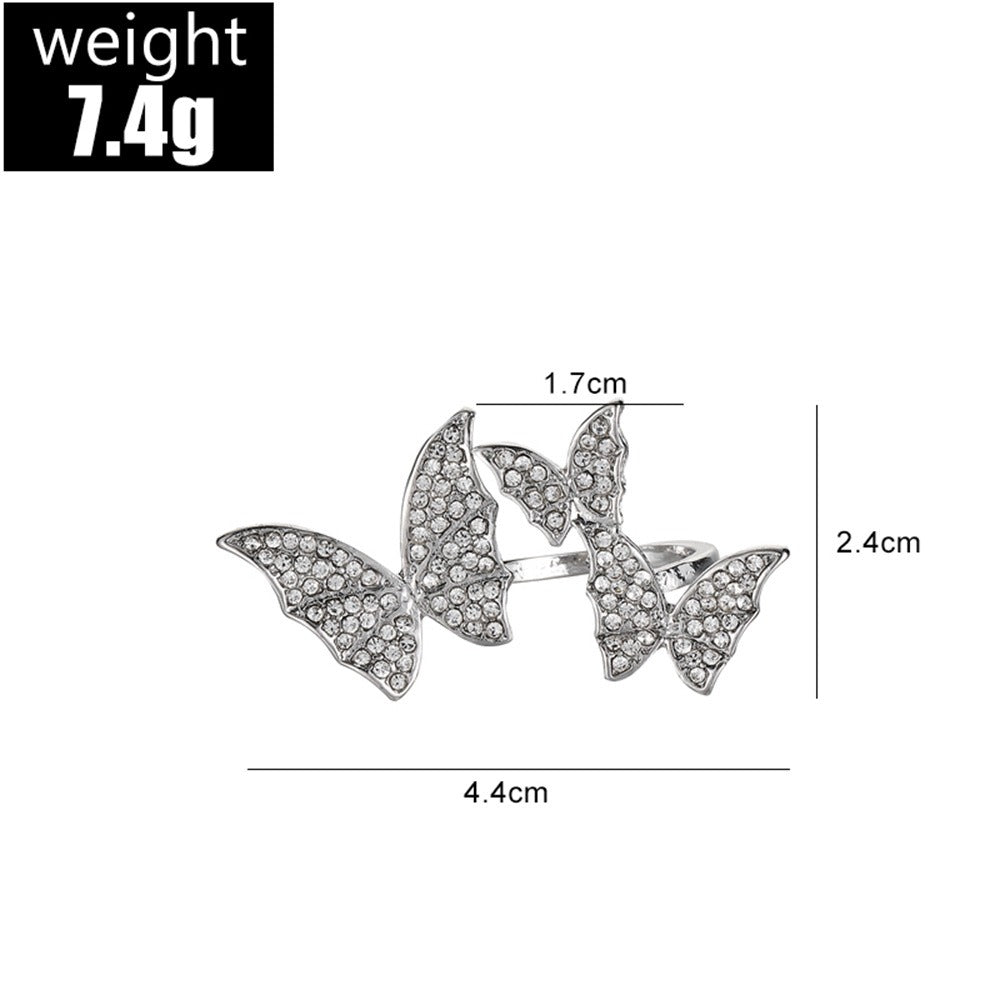 Butterfly Whisper S925 Silver Pave Open Ring