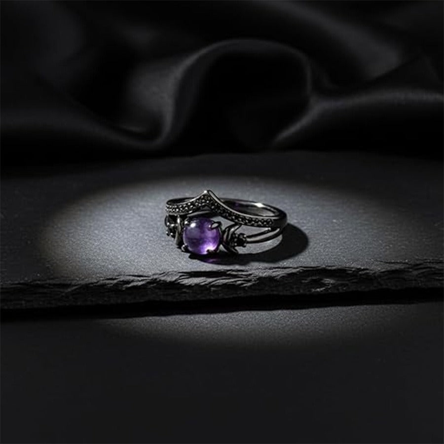 Crescent Moon Gemstone Ring